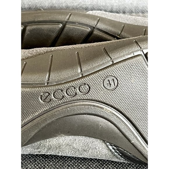 ECCO Womens Bluma Toggle Lace Up Metallic Silver Leather SlipOn Sneakers Sz 10.5 - Picture 8 of 16